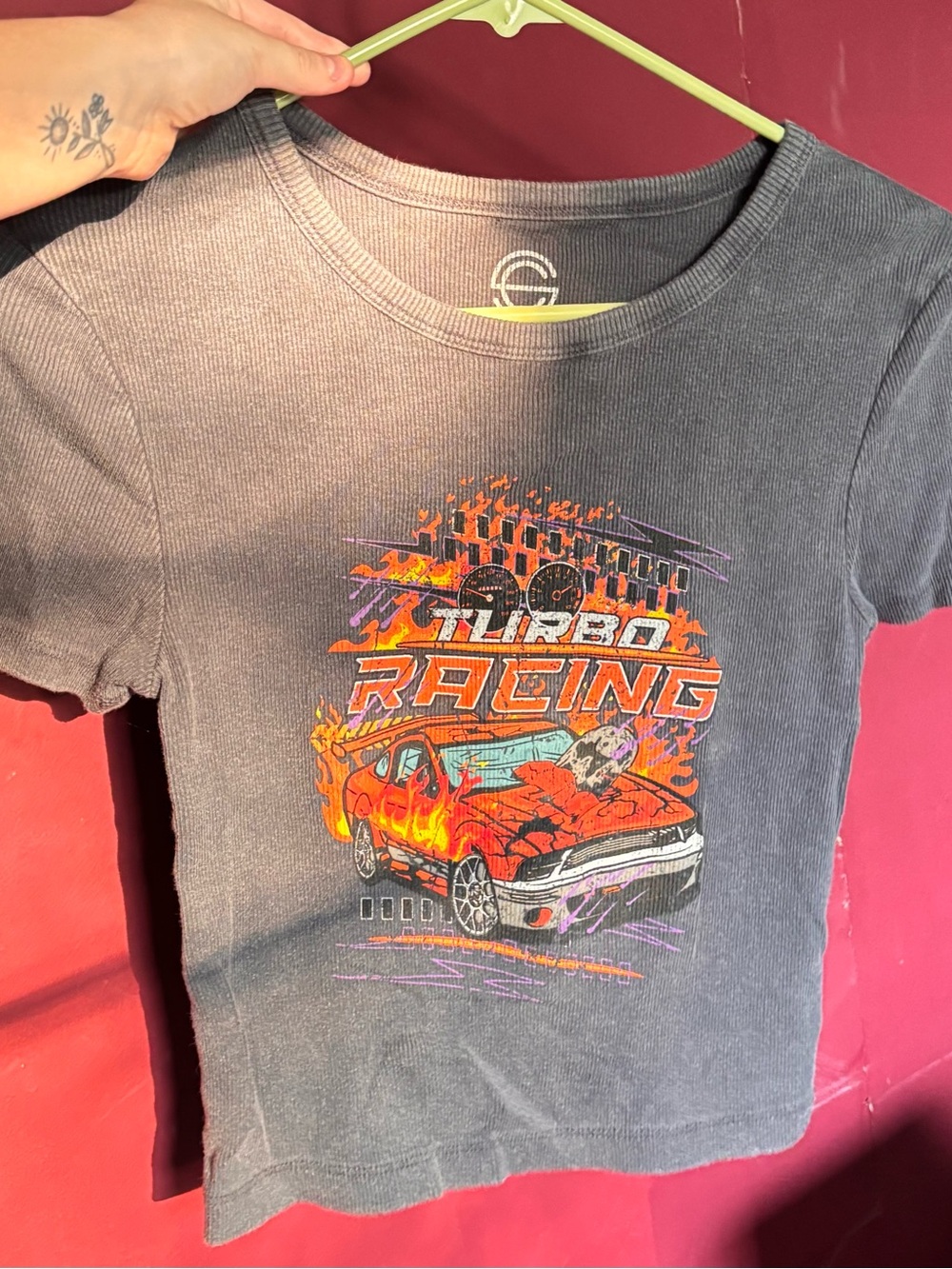 Womens Racing Graphic Tee - Gray